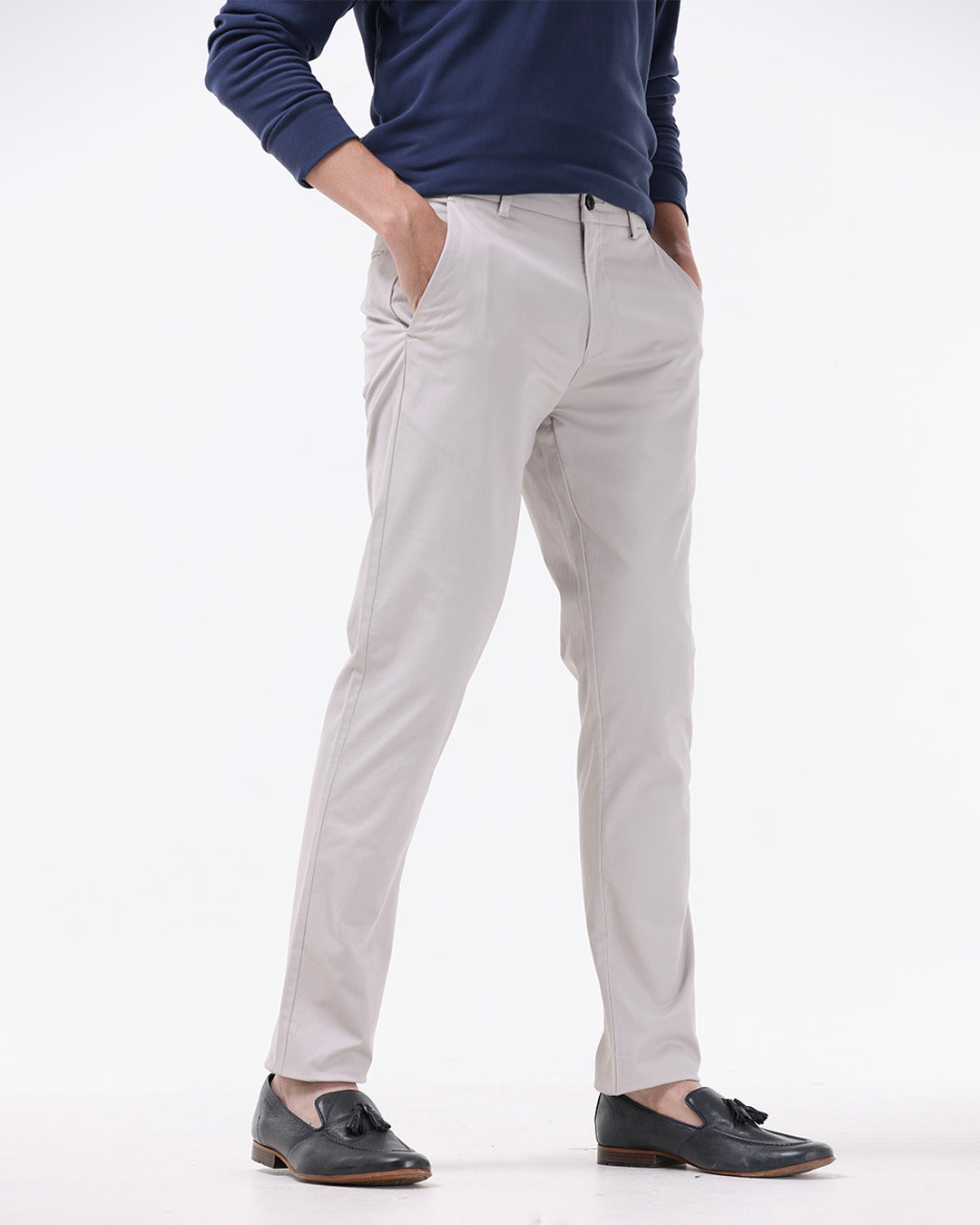 Soft Cotton Chinos In Ecru