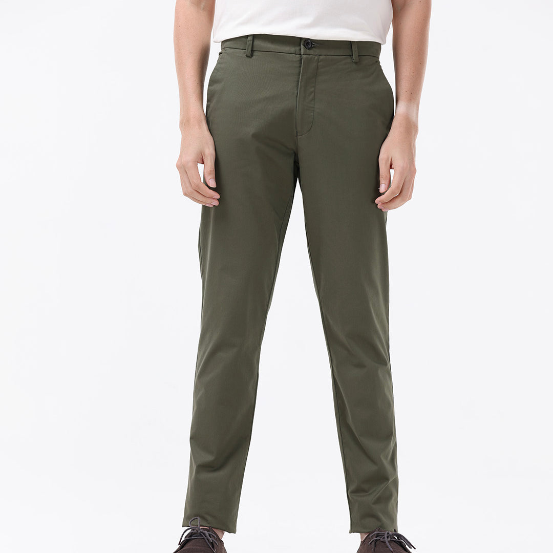 Soft Cotton Chinos In Olive