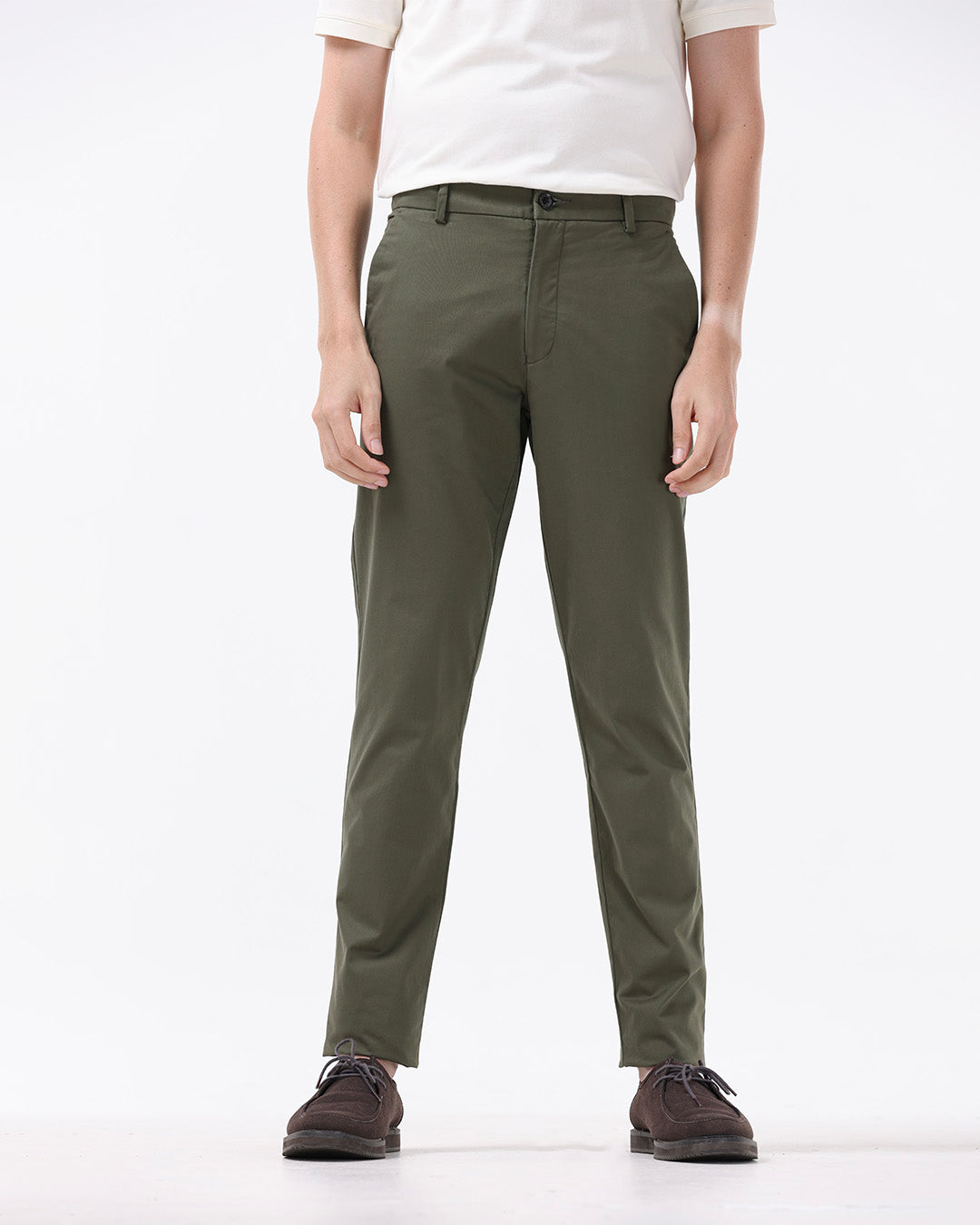 Soft Cotton Chinos In Olive