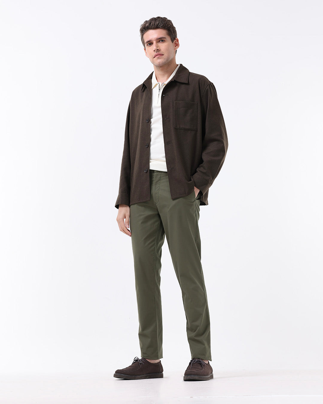 Soft Cotton Chinos In Olive