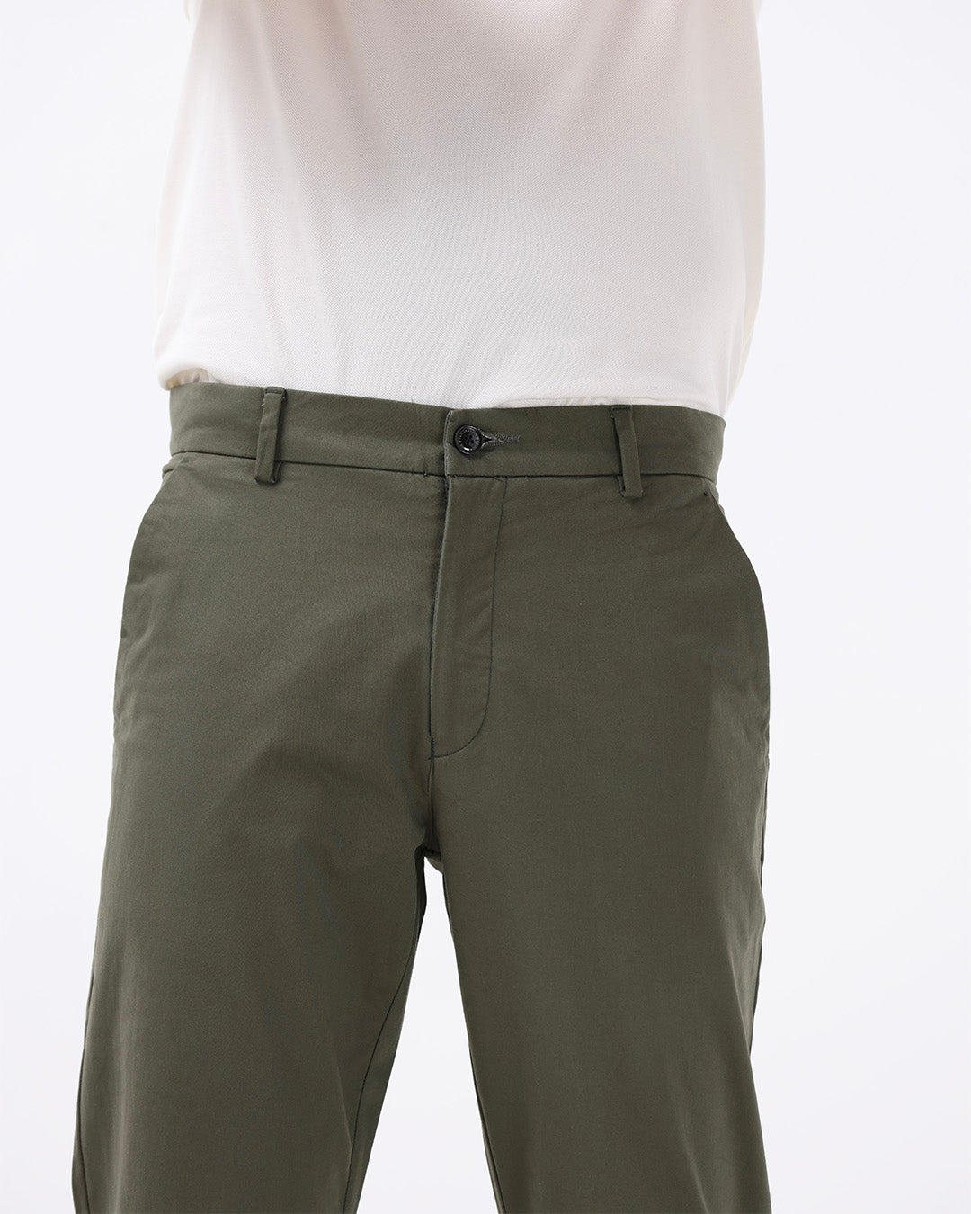 Soft Cotton Chinos In Olive