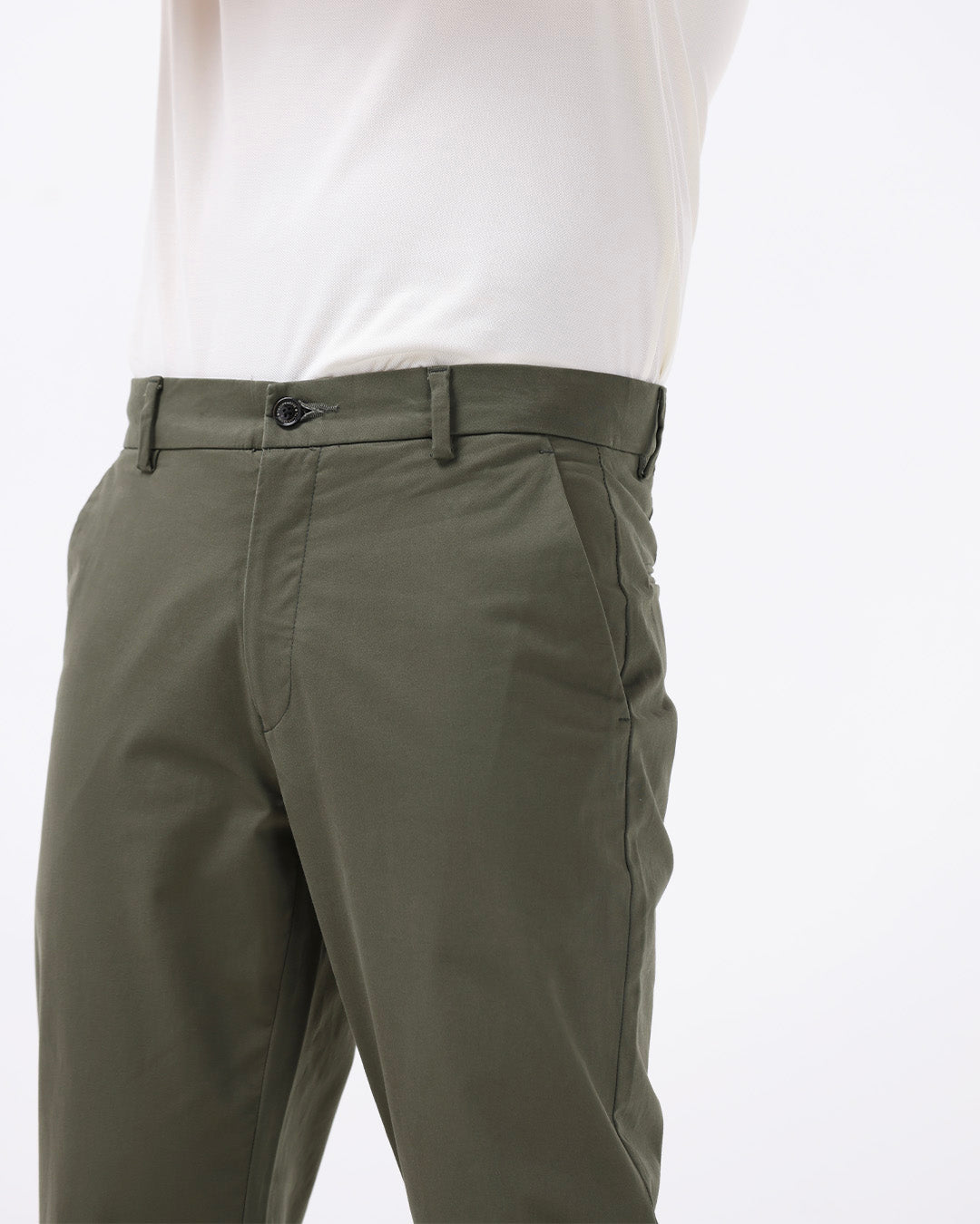 Soft Cotton Chinos In Olive