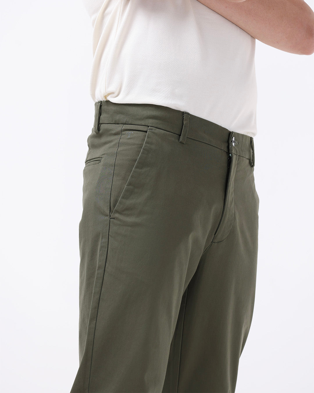 Soft Cotton Chinos In Olive