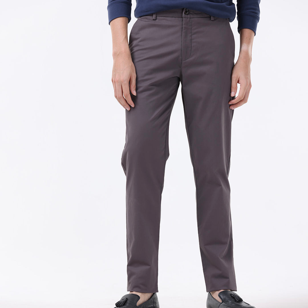 Soft Cotton Chinos In Dark Grey