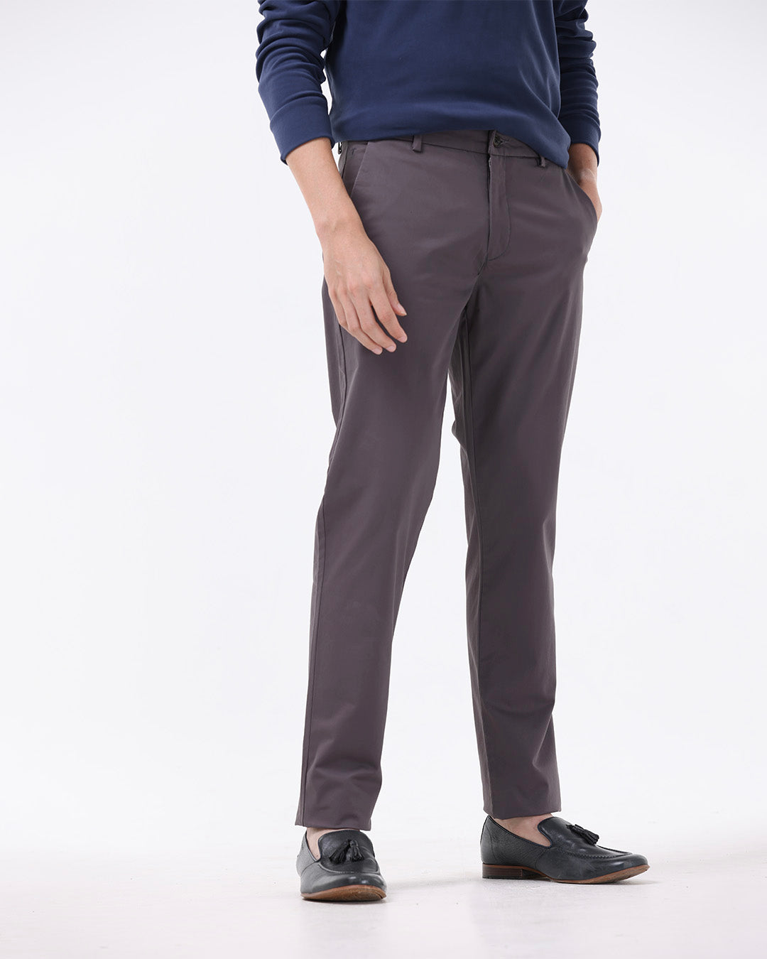 Soft Cotton Chinos In Dark Grey