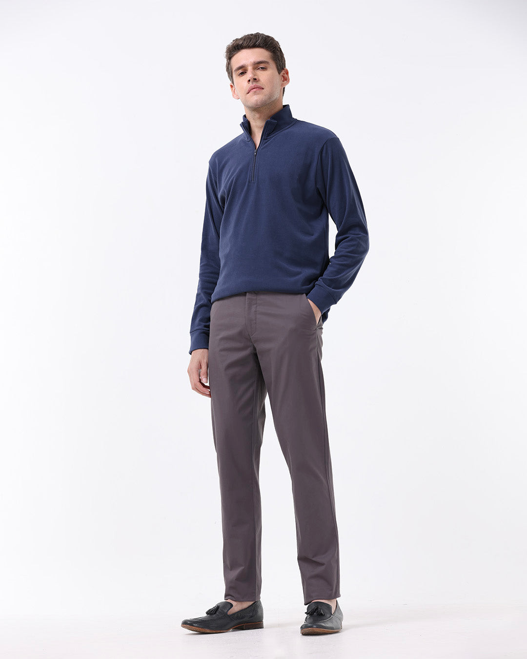 Soft Cotton Chinos In Dark Grey