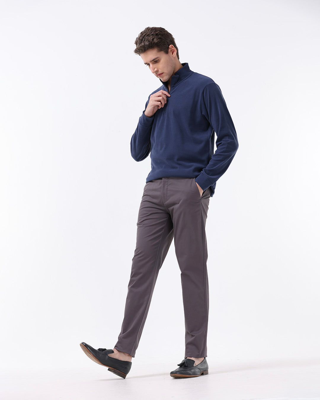 Soft Cotton Chinos In Dark Grey