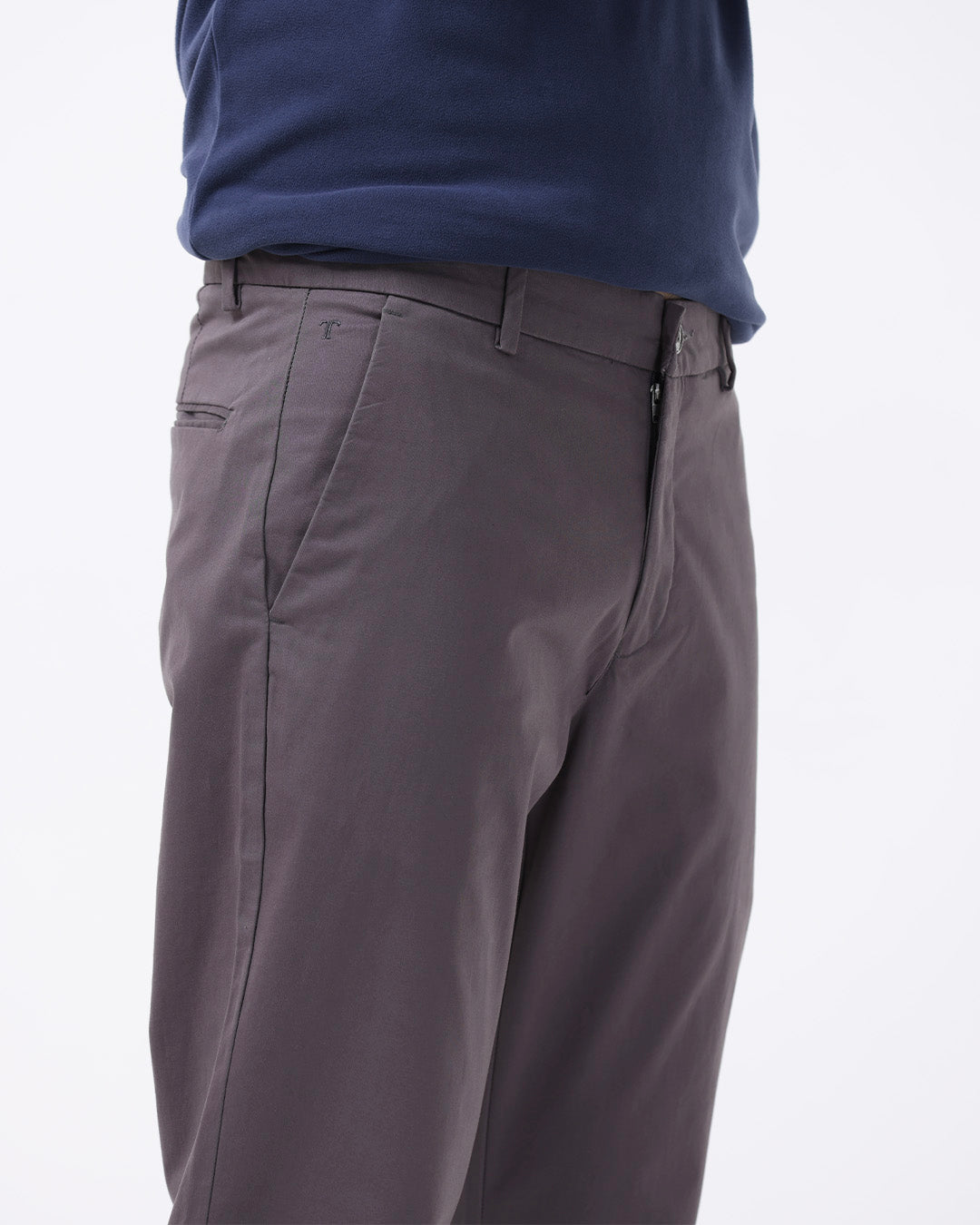 Soft Cotton Chinos In Dark Grey