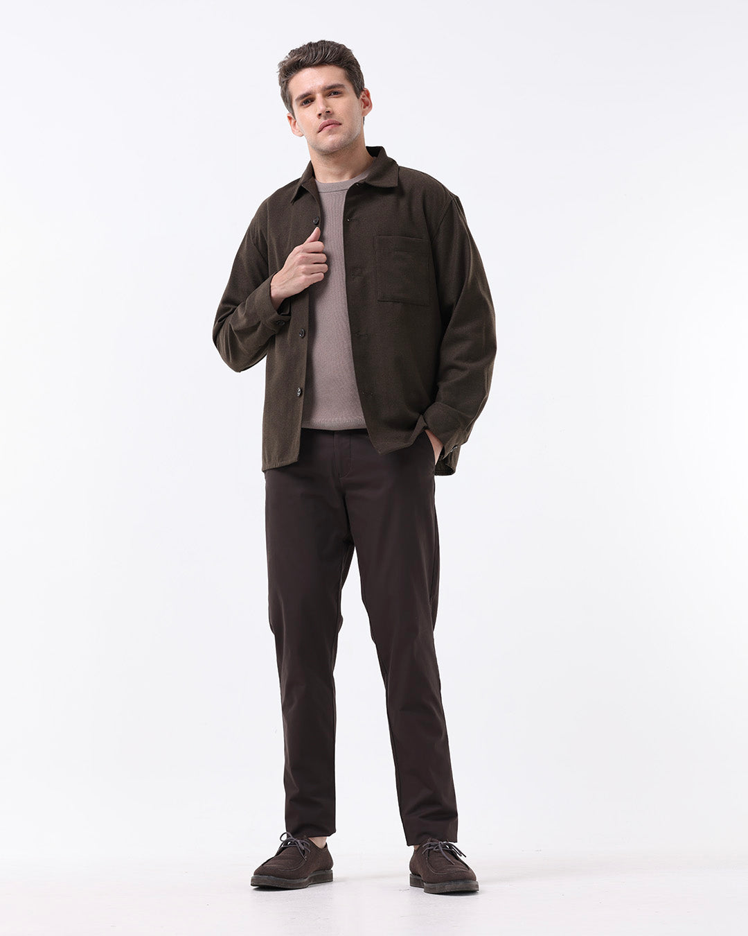 Soft Cotton Chinos In Brown