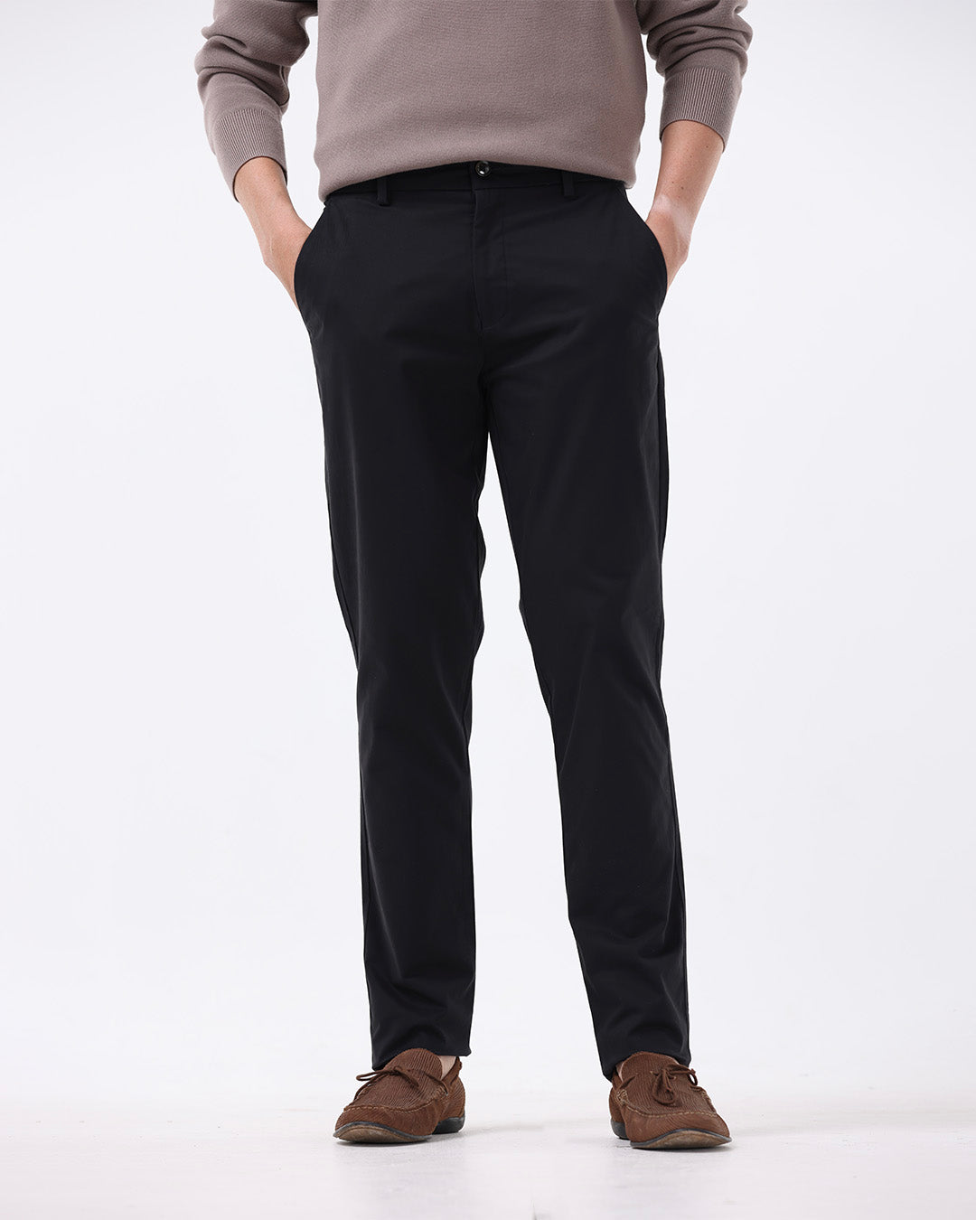 Soft Cotton Chinos In Black