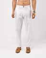 Linen Feel Premium Cotton Chinos In White