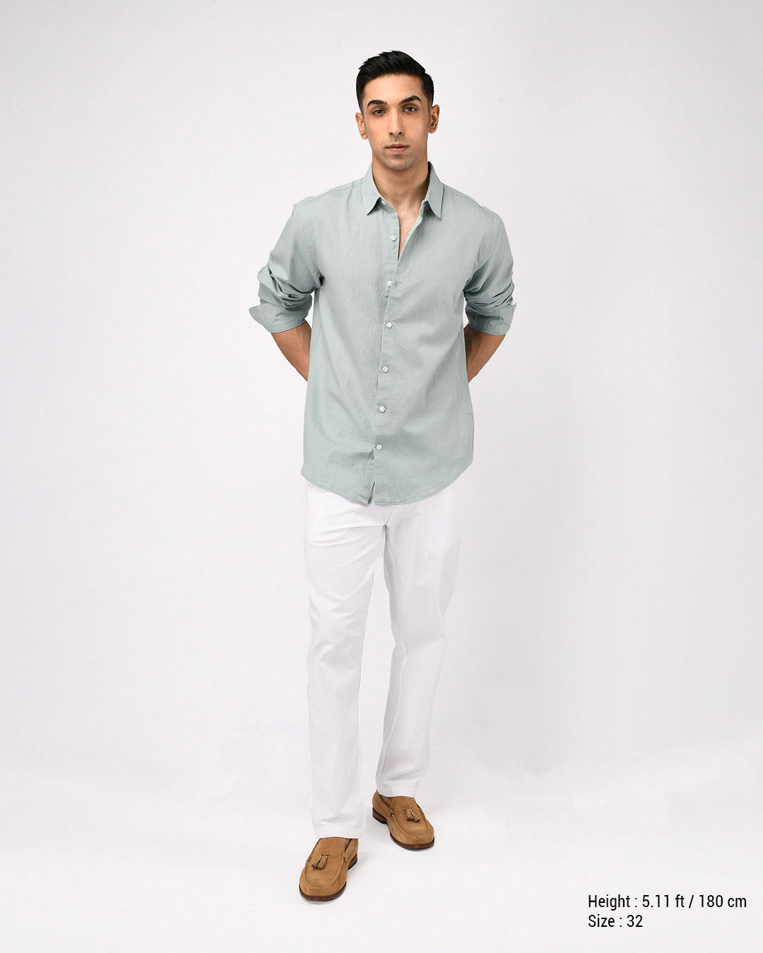 Linen Feel Premium Cotton Chinos In White