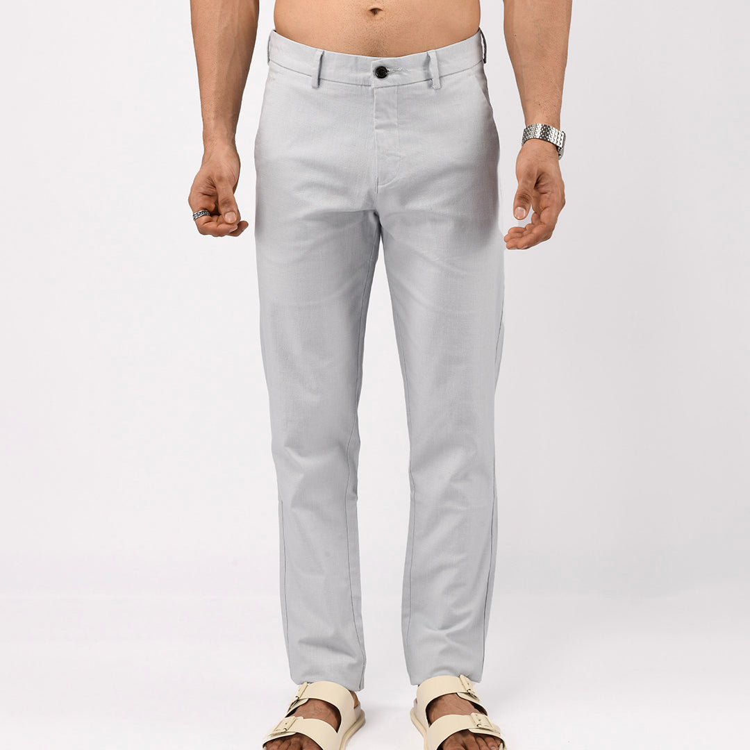 Linen Feel Premium Cotton Chinos In Sky Blue