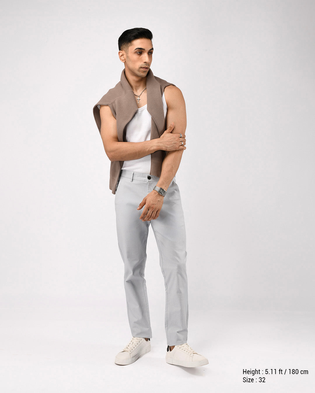 Linen Feel Premium Cotton Chinos In Sky Blue