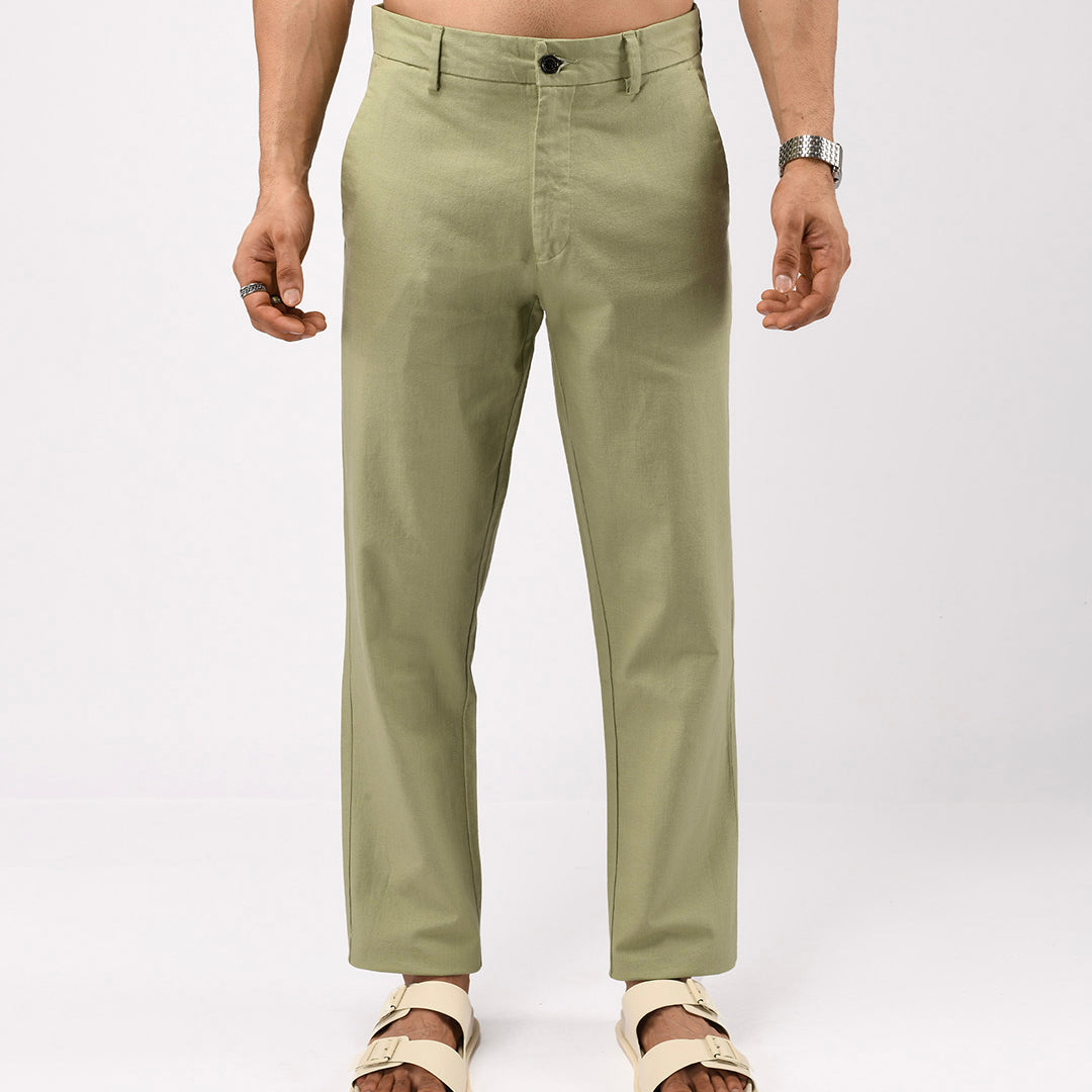 Linen Feel Premium Cotton Chinos In Pistachio
