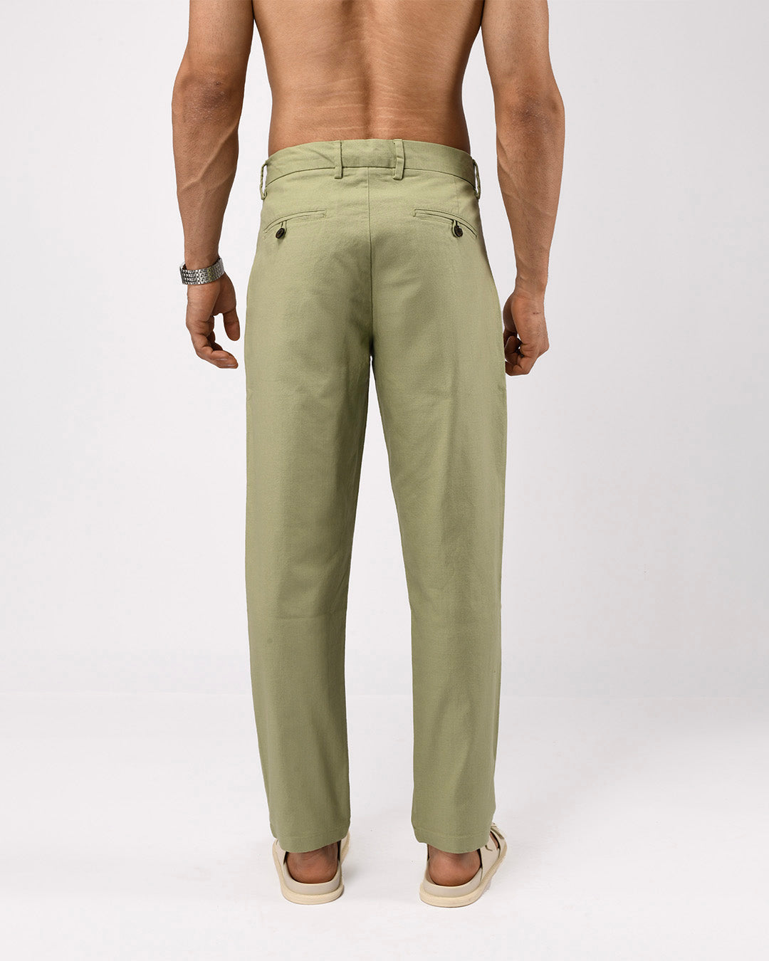 Linen Feel Premium Cotton Chinos In Pistachio