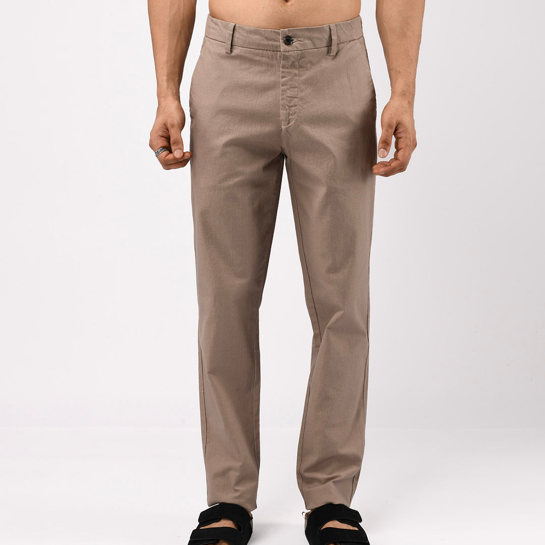 Linen Feel Premium Cotton Chinos In Dust