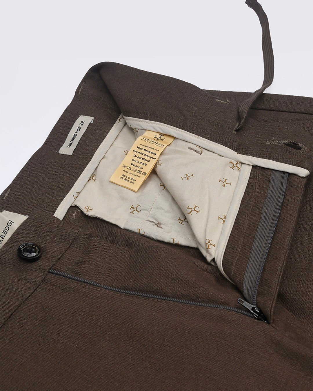 Linen Feel Premium Cotton Chinos In Fur Brown