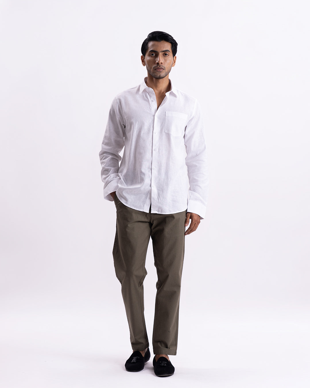 Holiday Tailored Chinos In Pine Olive