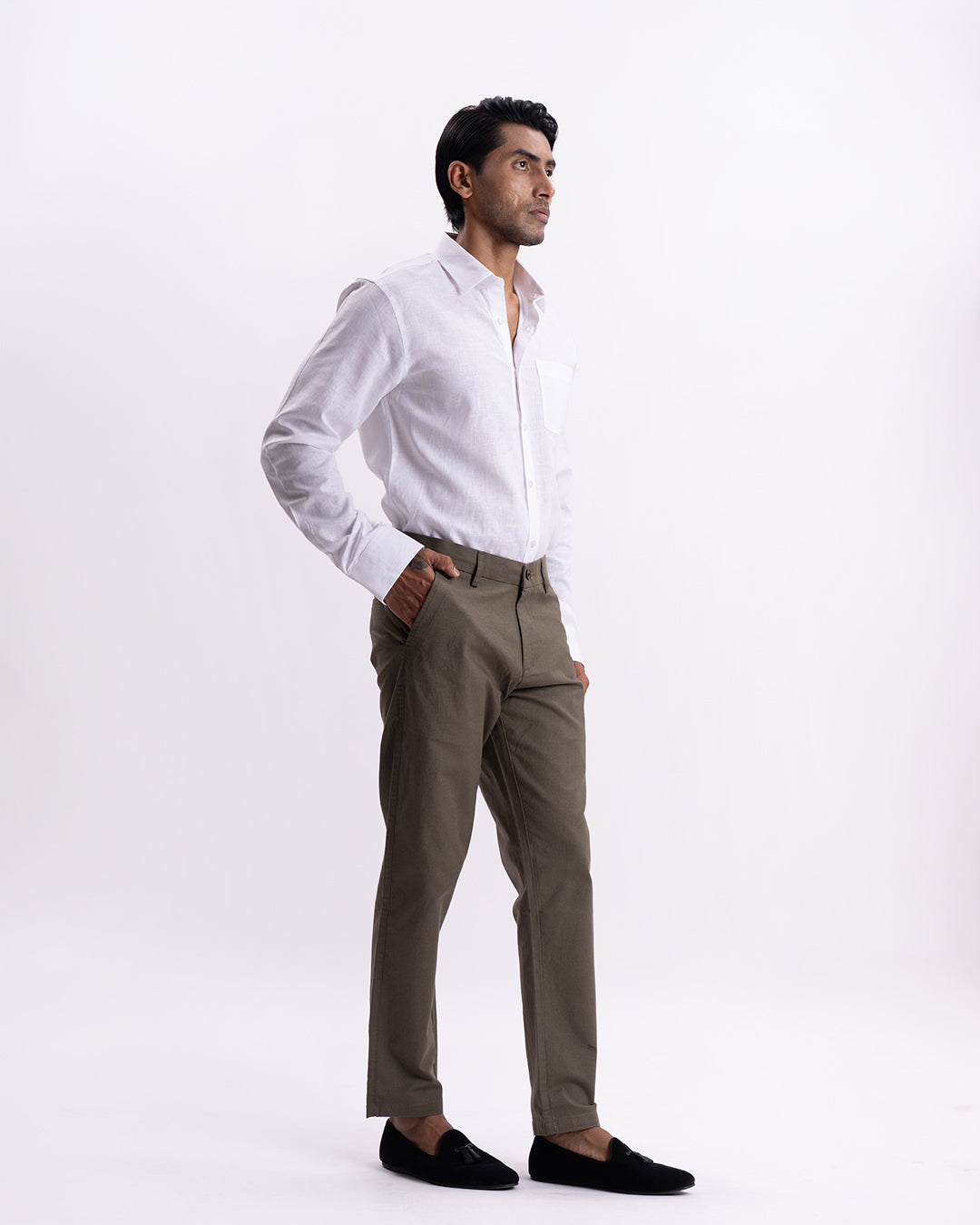 Holiday Tailored Chinos In Pine Olive