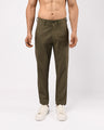 Linen Feel Premium Cotton Chinos In Pine Olive