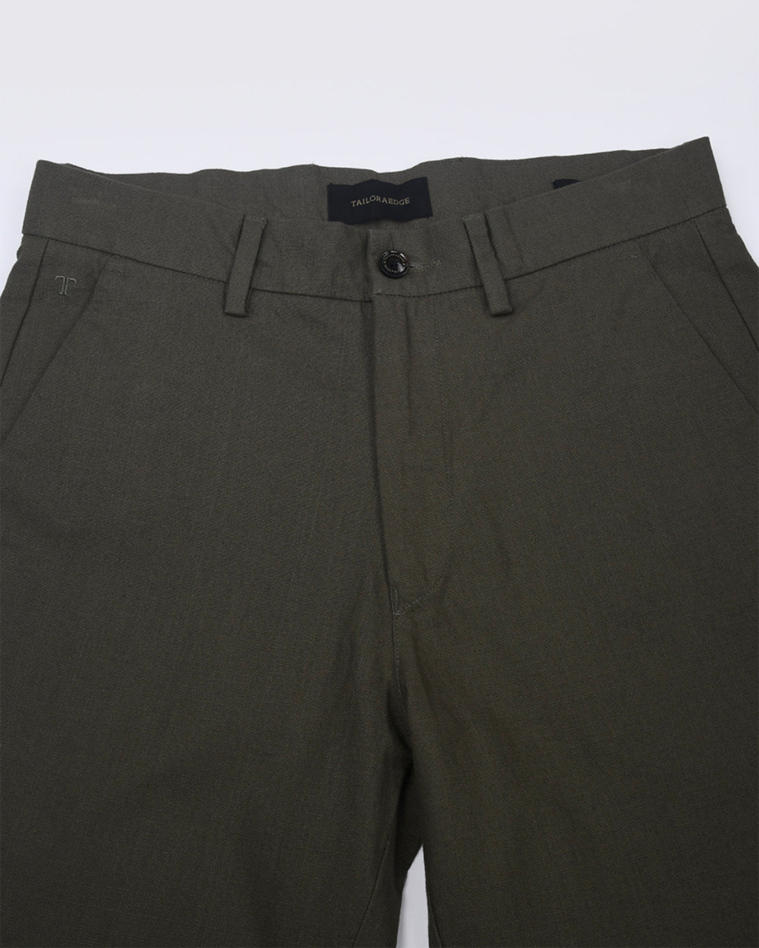 Linen Feel Premium Cotton Chinos In Pine Olive