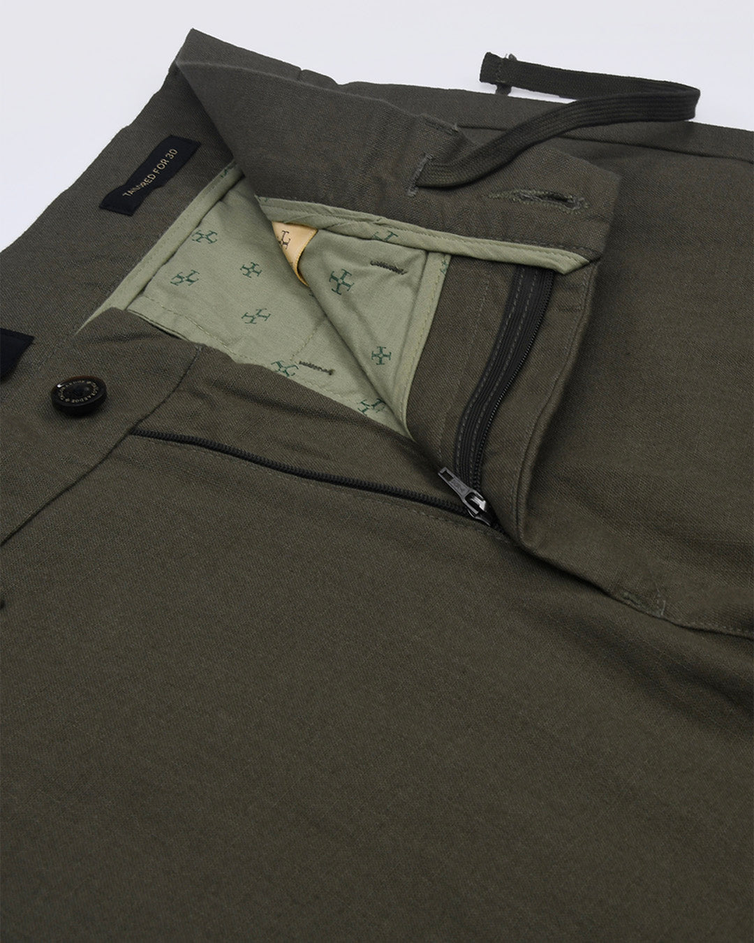 Linen Feel Premium Cotton Chinos In Pine Olive
