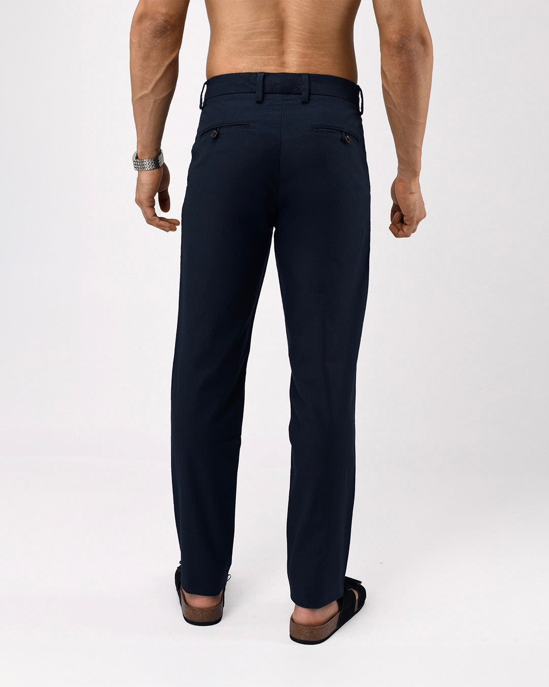 Linen Feel Premium Cotton Chinos In Navy