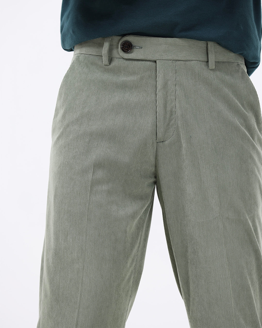 Statement Corduroy Trouser In Light Olive