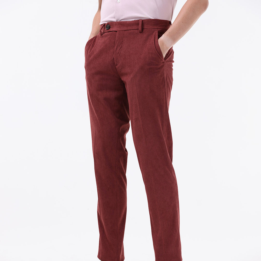 Statement Corduroy Trouser In Wine