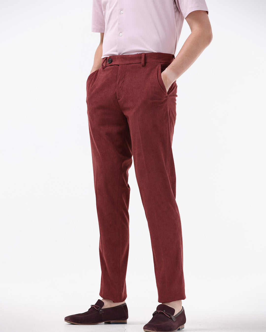 Statement Corduroy Trouser In Wine