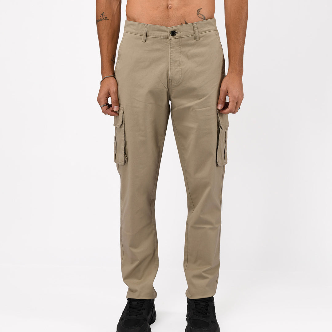 Elevated Twill Tailored Cargo Pant In Beige