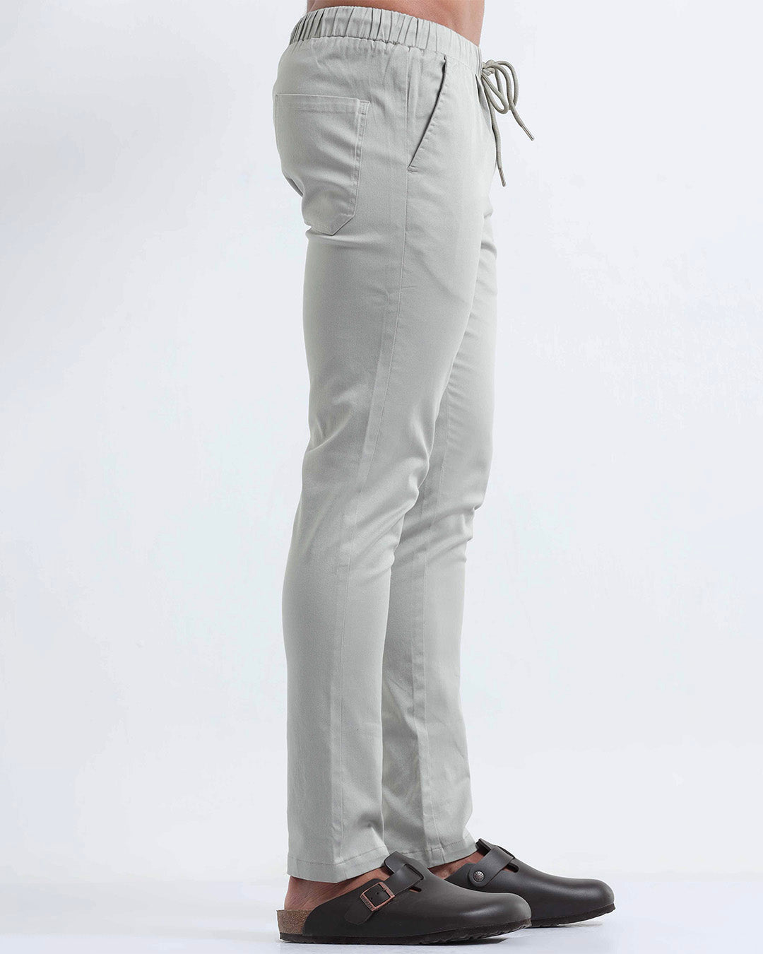 Rich Cotton Flexi Waist Ankle Pant In Grey