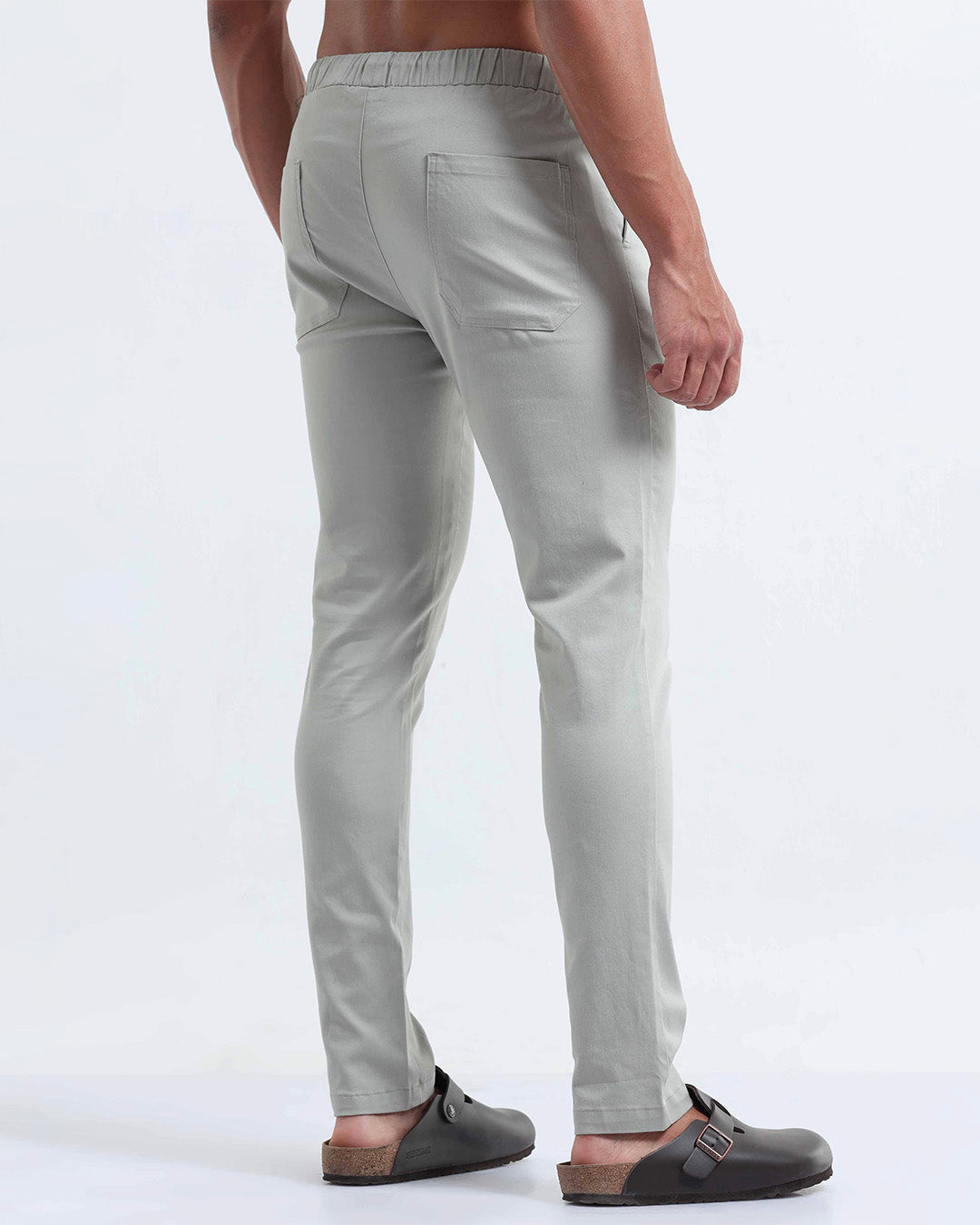 Rich Cotton Flexi Waist Ankle Pant In Grey