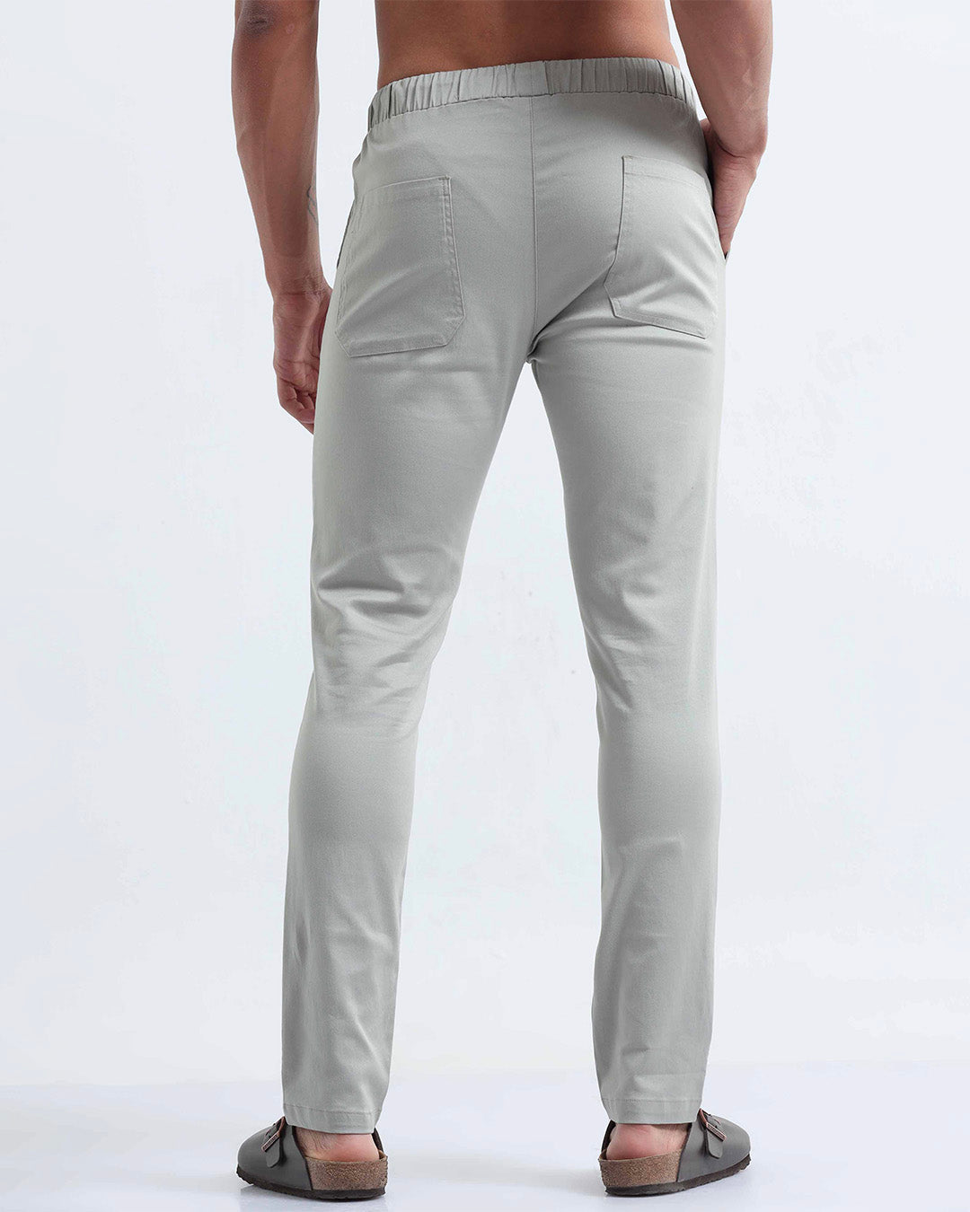 Rich Cotton Flexi Waist Ankle Pant In Grey