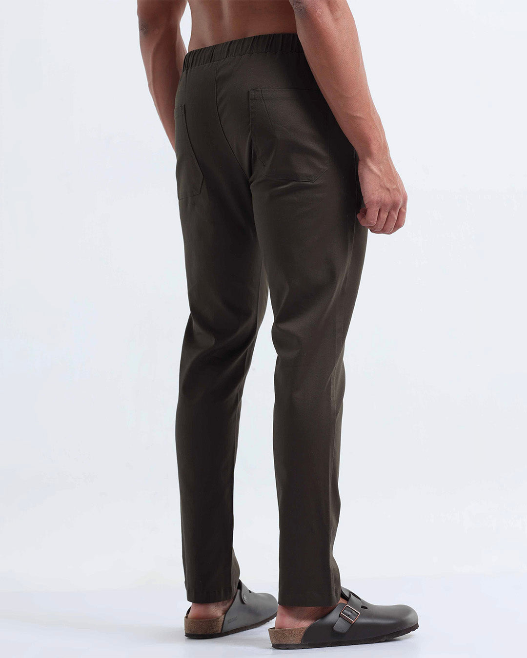 Rich Cotton Flexi Waist Ankle Pant In Olive
