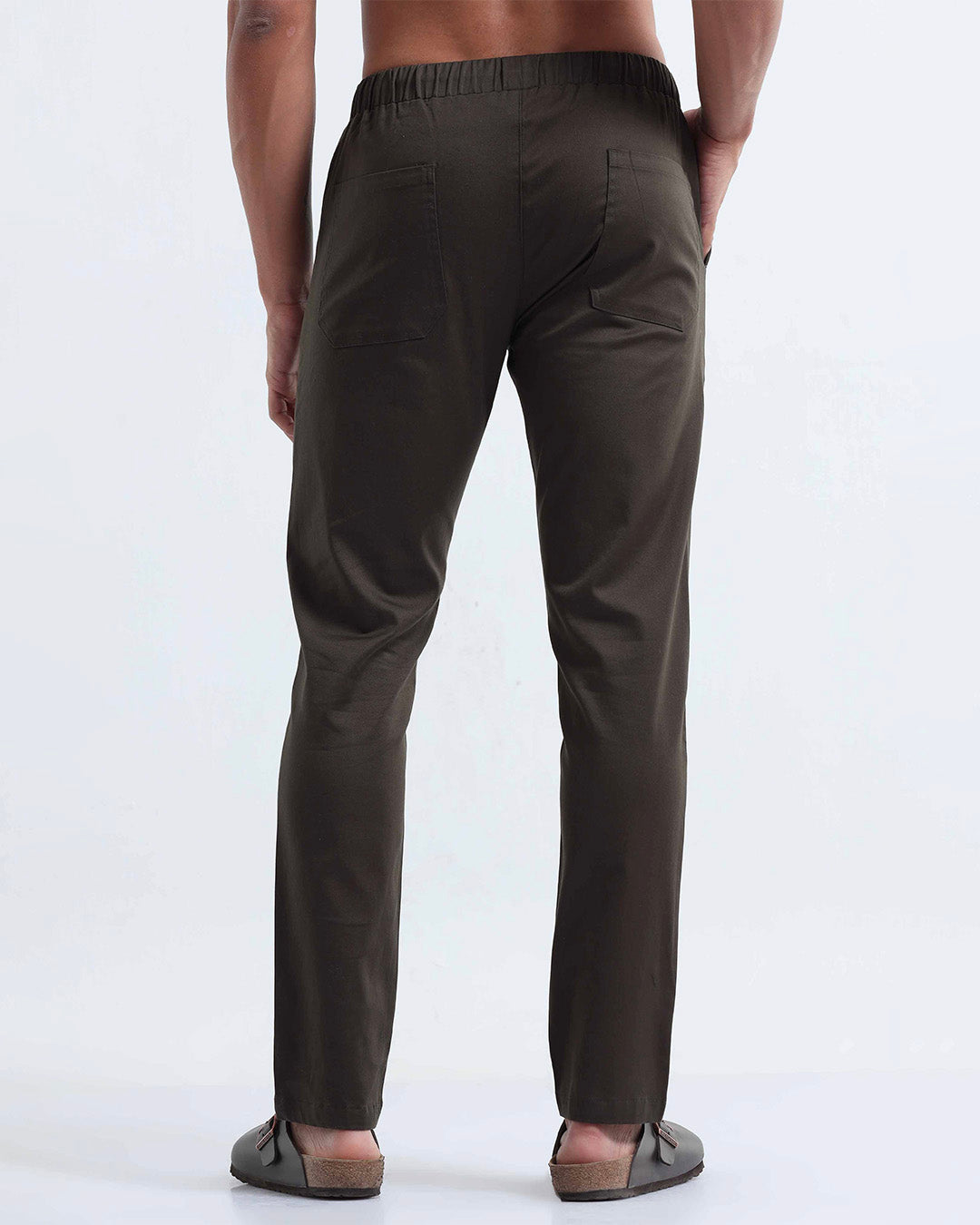 Rich Cotton Flexi Waist Ankle Pant In Olive
