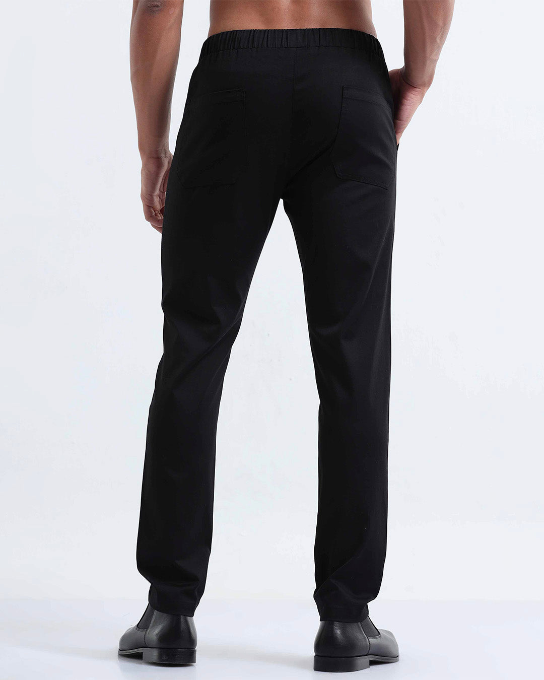 Rich Cotton Flexi Waist Ankle Pant In Black