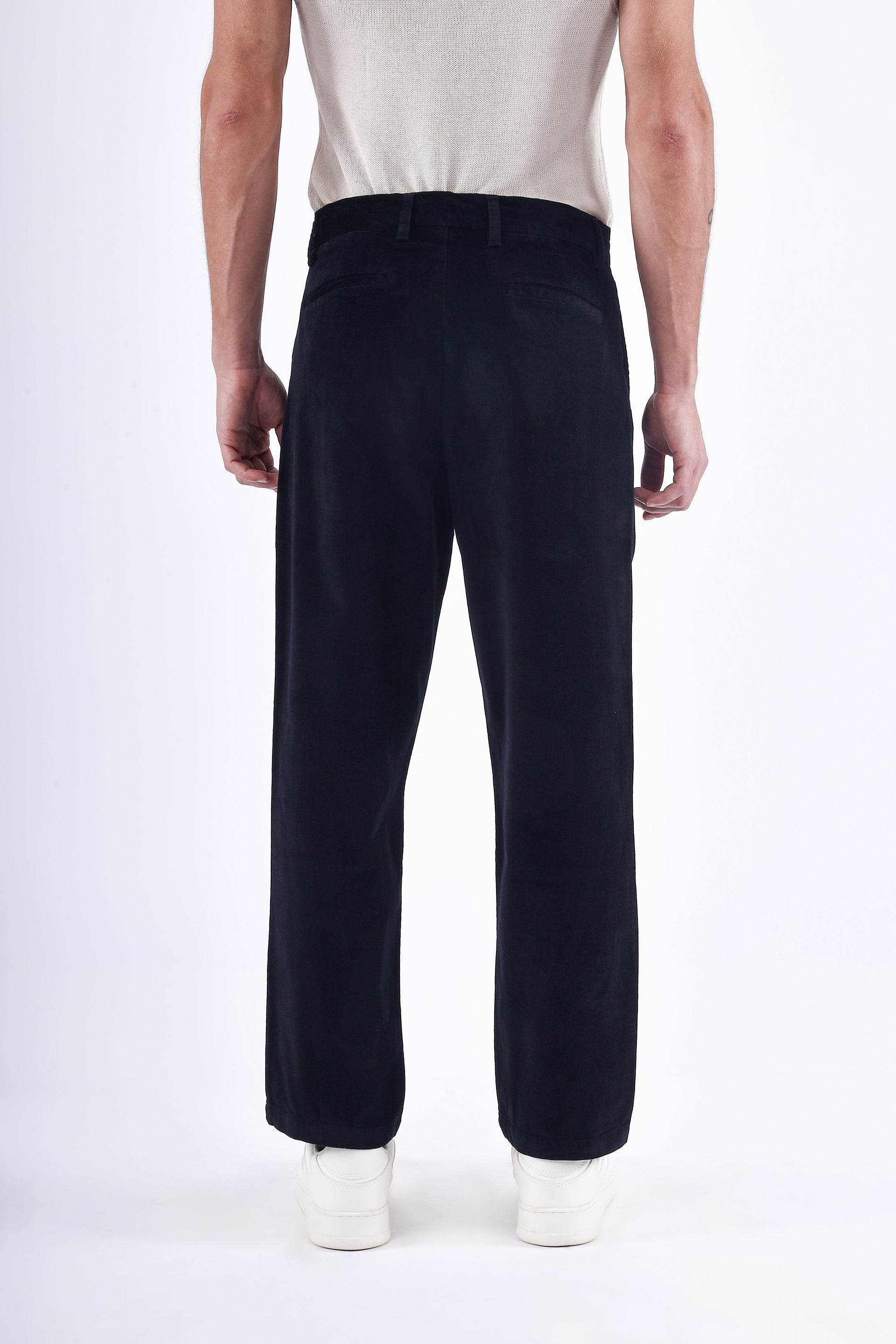 Relaxed Pleated Corduroy Pants In Navy