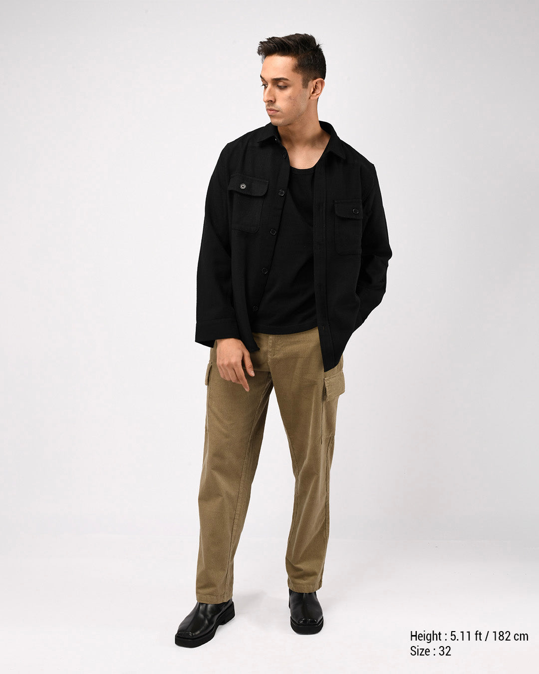Soft Corduroy Relaxed Cargo Pants In Beige