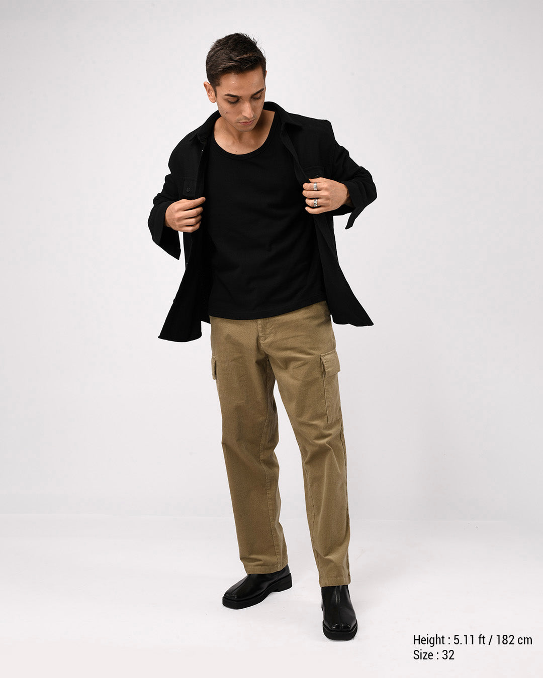 Soft Corduroy Relaxed Cargo Pants In Beige