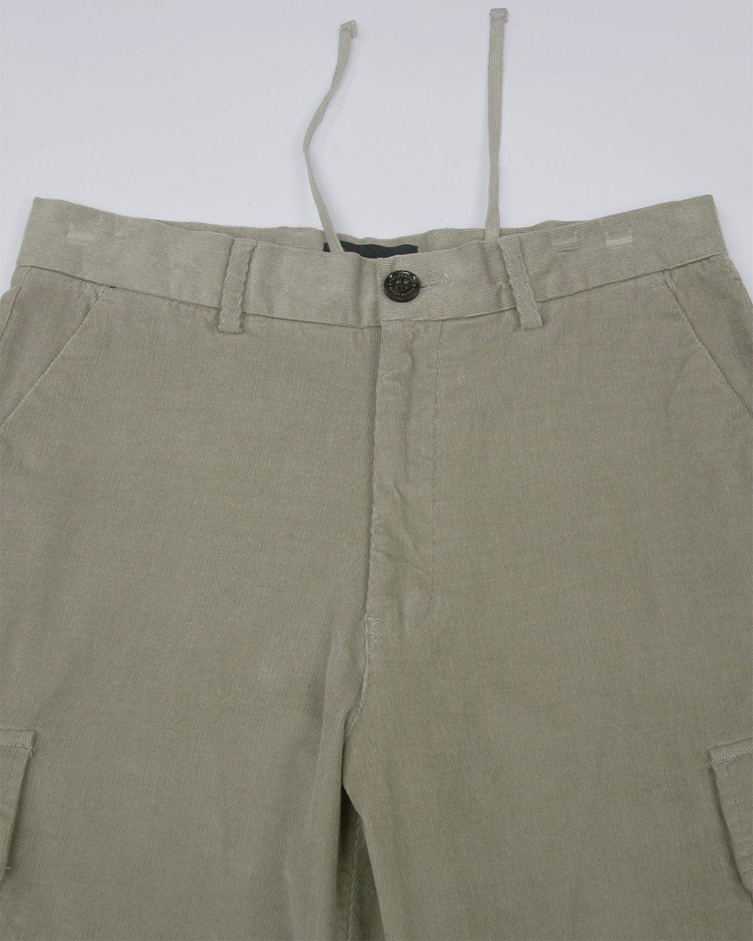 Soft Corduroy Relaxed Cargo Pants In Light Grey