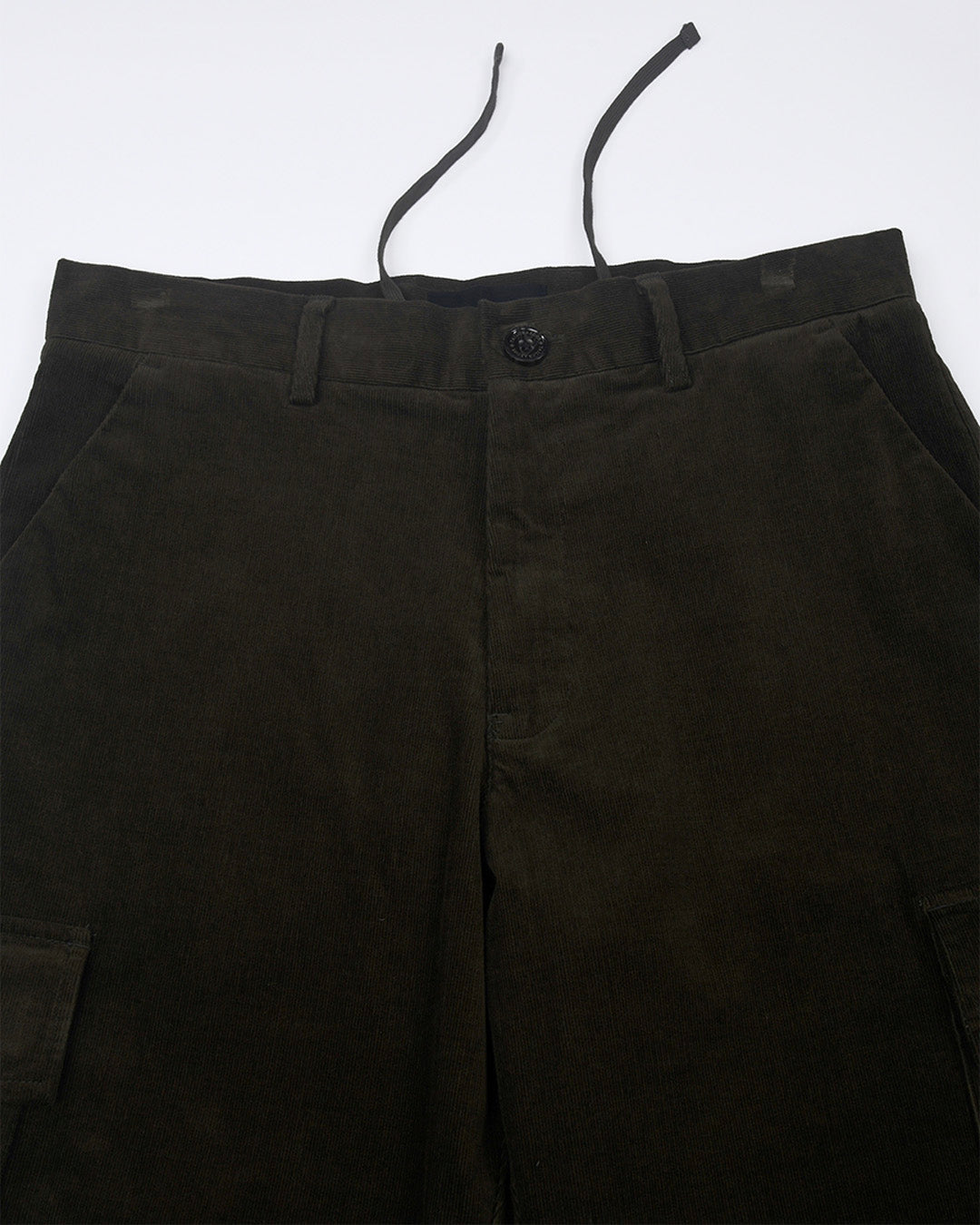 Soft Corduroy Relaxed Cargo Pants In Dark Olive