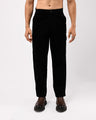 Soft Corduroy Relaxed Cargo Pants In Black