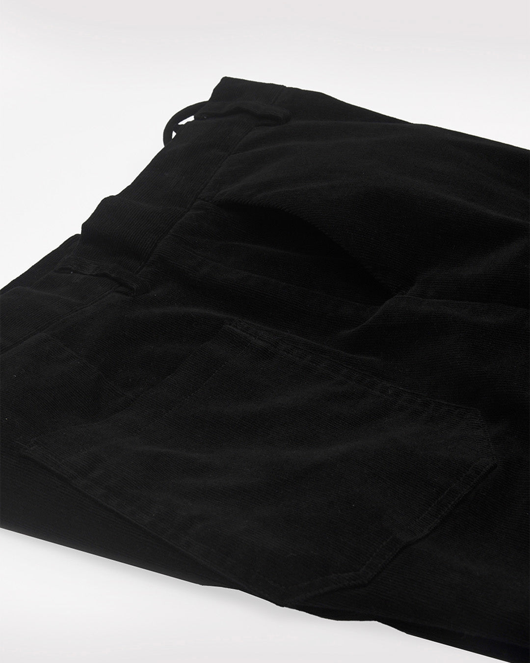 Soft Corduroy Relaxed Cargo Pants In Black