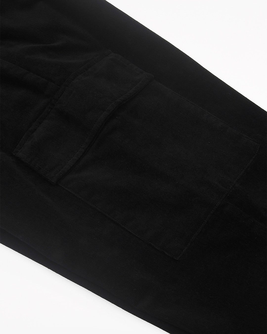 Soft Corduroy Relaxed Cargo Pants In Black