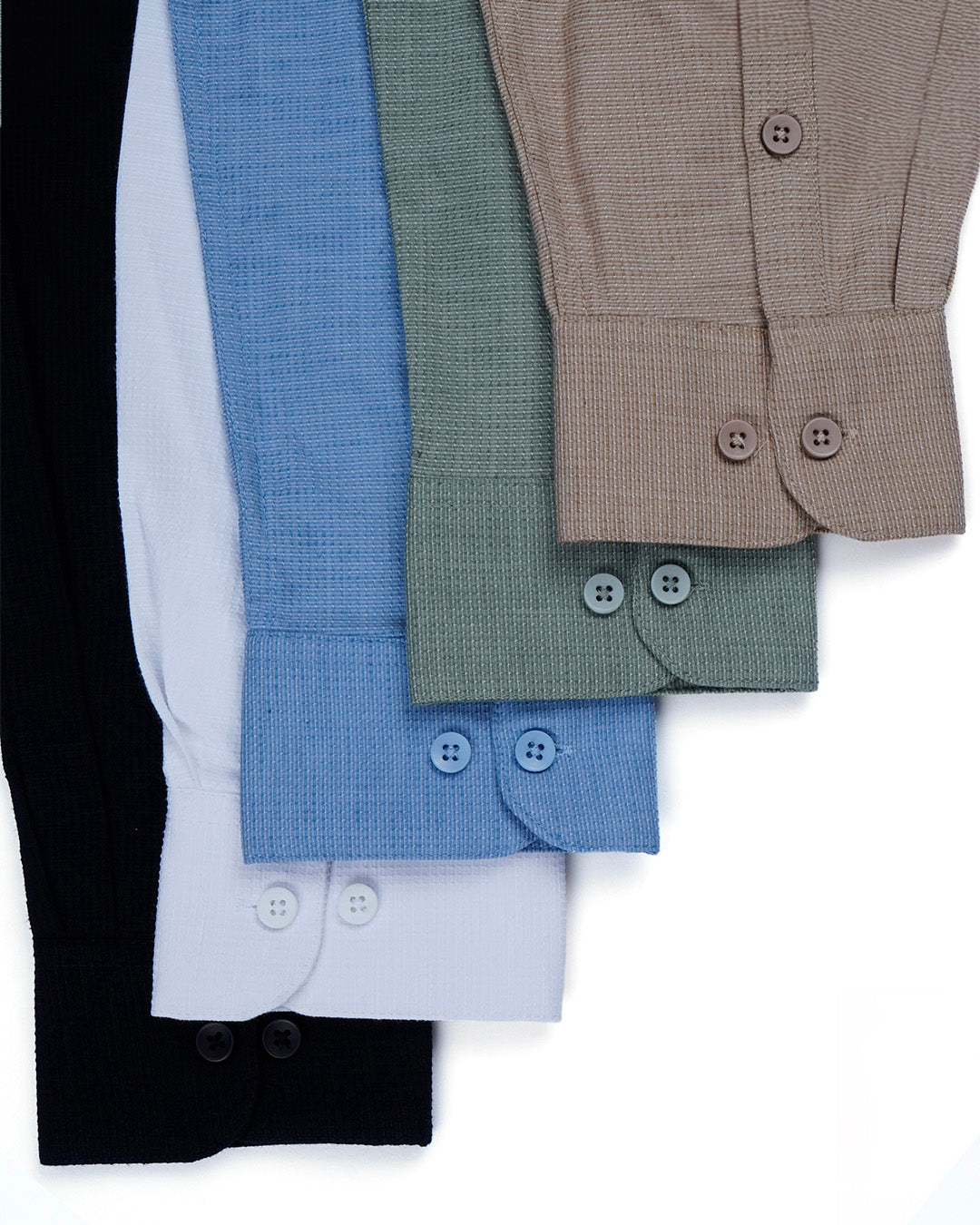 Easy Iron Textured Mandarin Shirt In Black