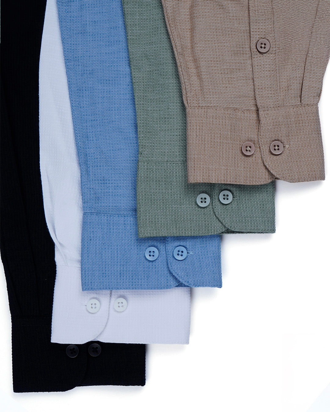 Easy Iron Textured Mandarin Shirt In Beige