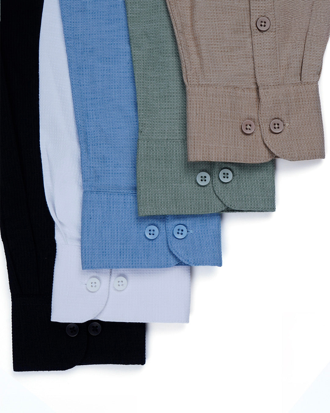 Easy Iron Textured Mandarin Shirt In Green