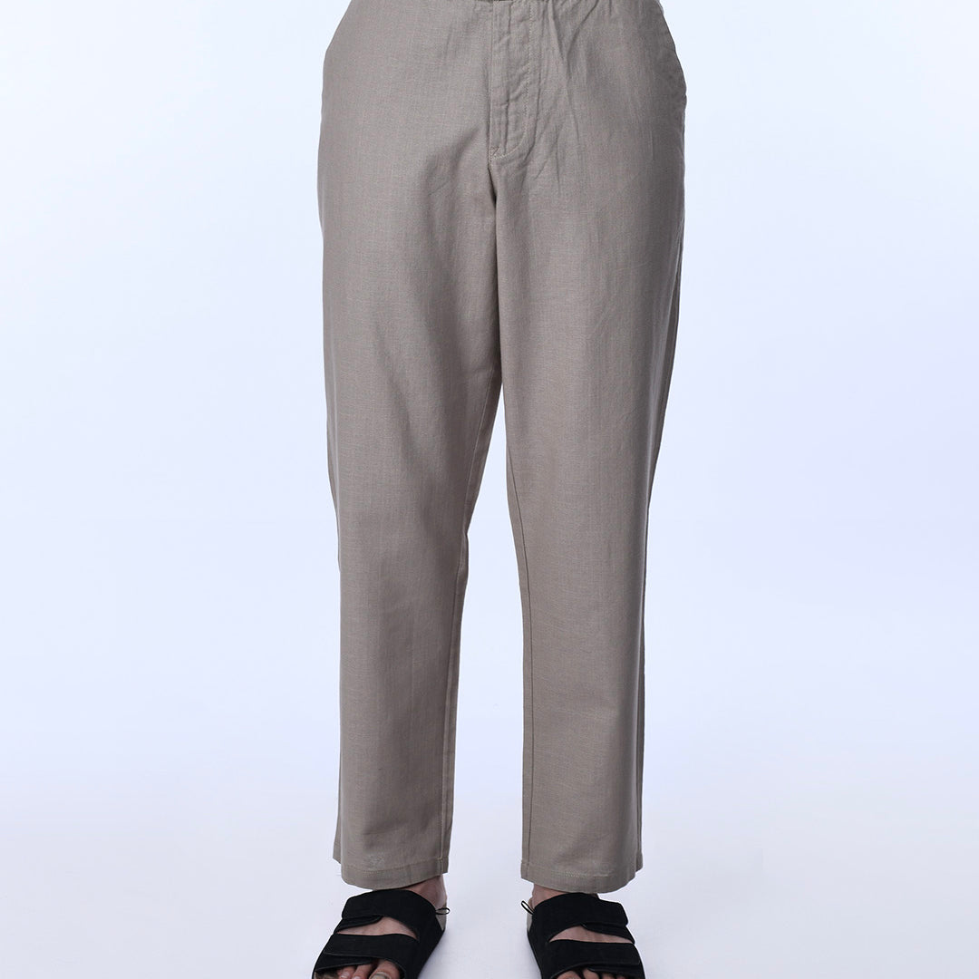 Raw Slub Relaxed Flexiwaist Pants In Beige